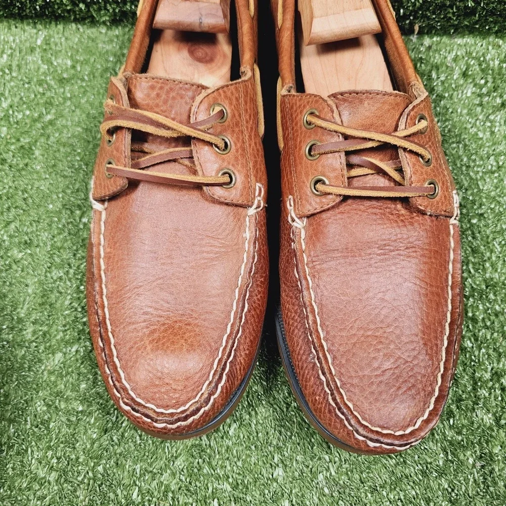 Polo Ralph Lauren Bienne Brown Leather Casual Boat Shoes Mens Size 10 D